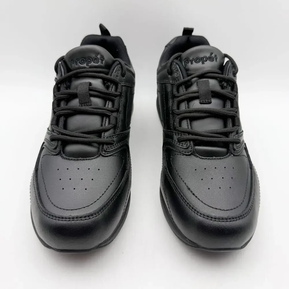 Propet Womens Lifewalker Sport Sneaker US 7.5 Wide EU 38 Black Leather NIB